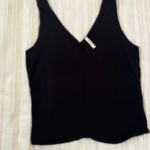Black V-Neck Women's Top